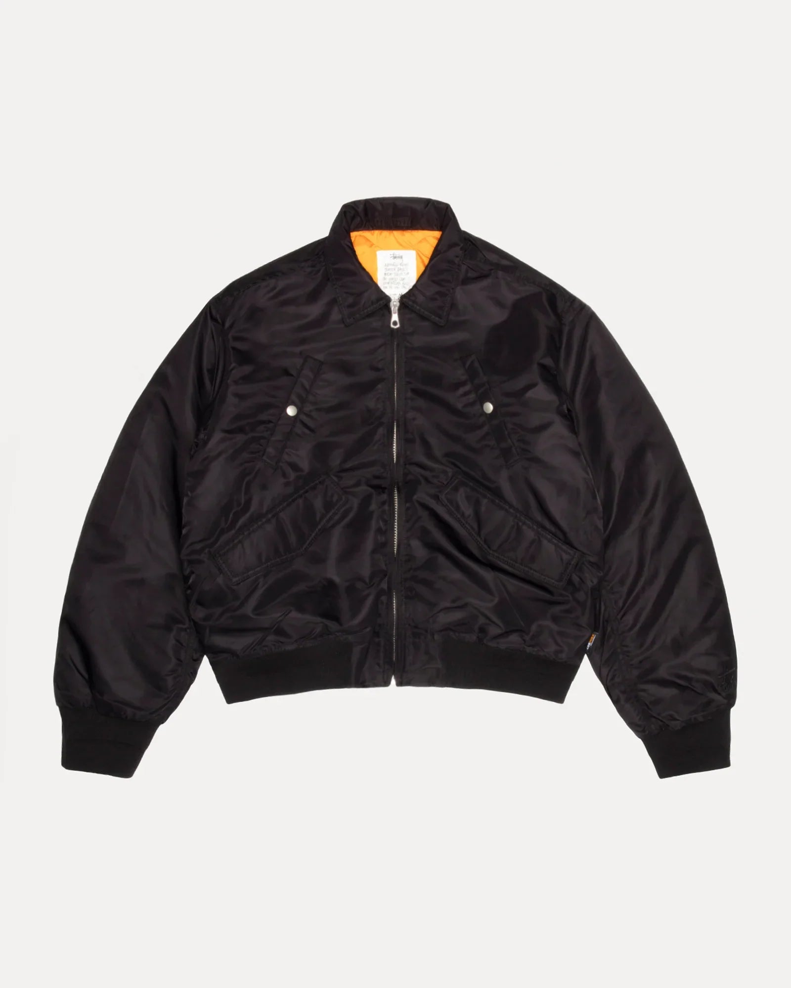 【STUSSY SP25】Stussy Flight Bomber Jacket Stussy Flight Bomber Jacket Black Men's - SS25 - US