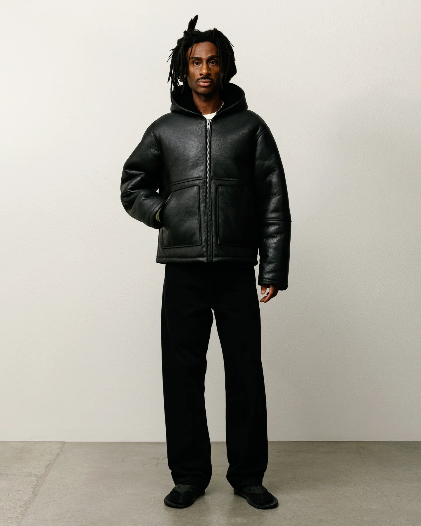 STUSSY SHEARLING HOODED JACKET